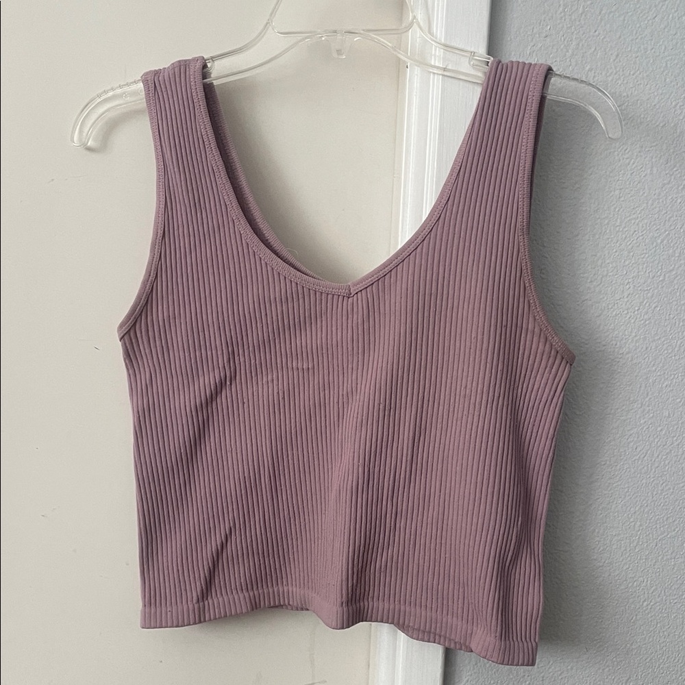 Elegant Ribbed Lavender Tank Top